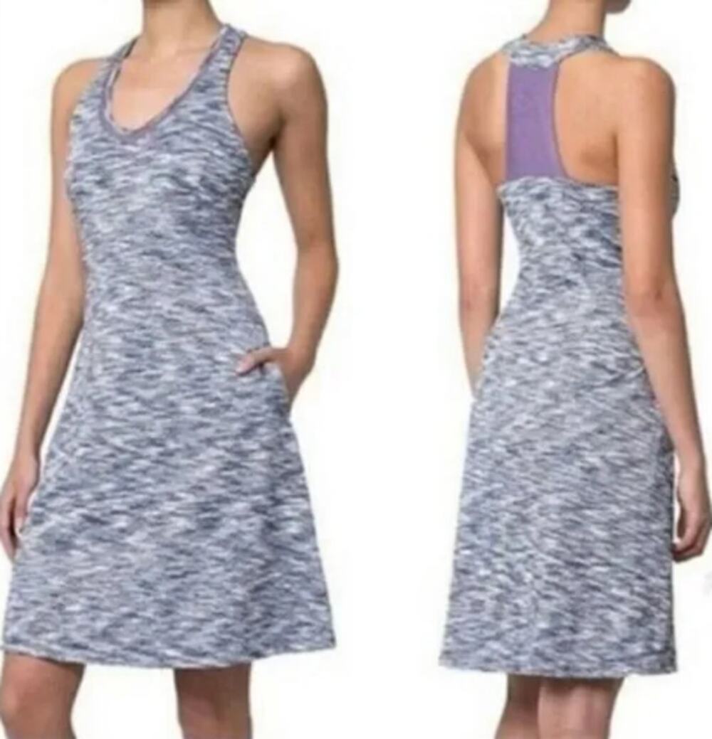 MPG Exercise Dress Women's Large Lavender Gray Racerback Activewear Pockets Yoga